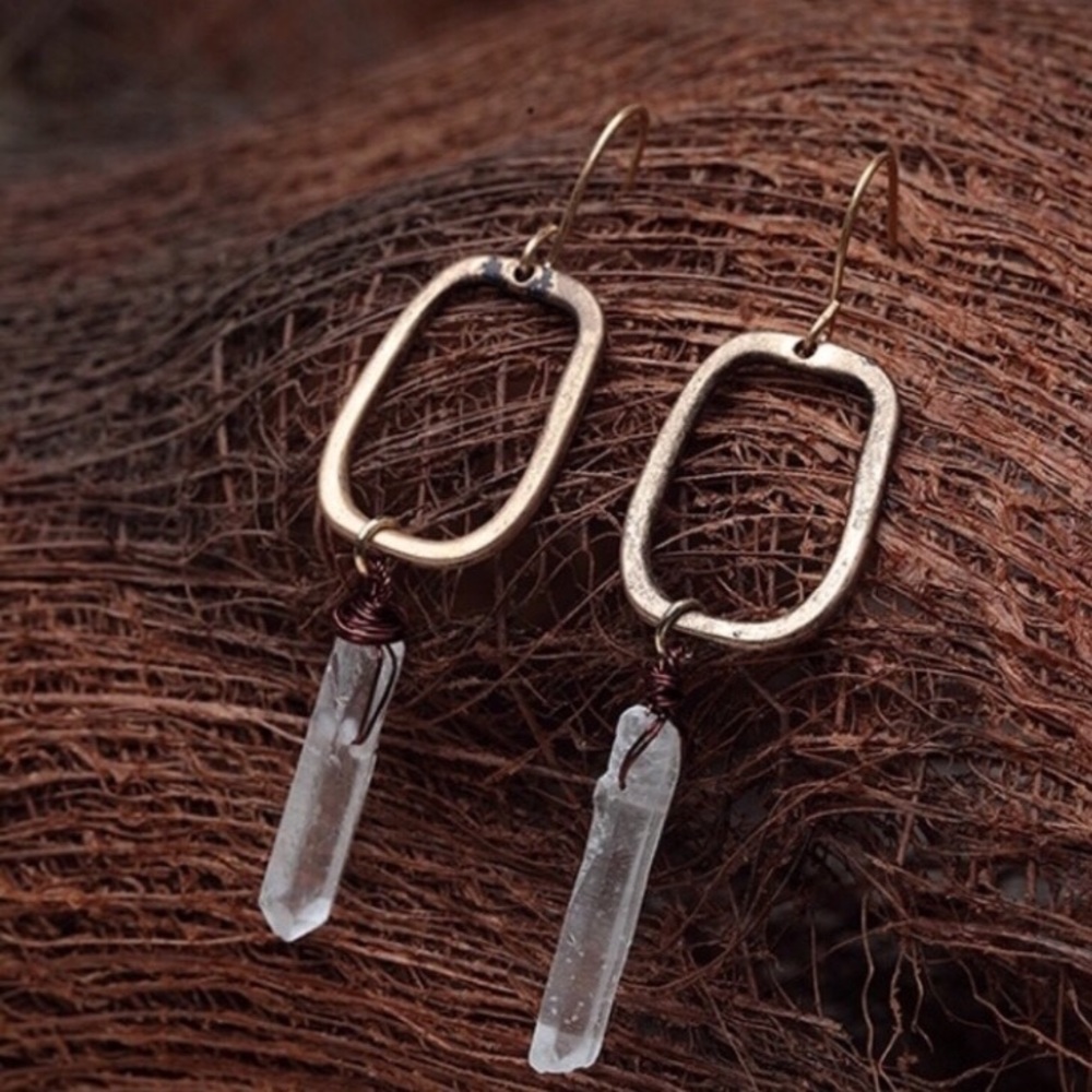 Quartz Crystal Dangle Earrings